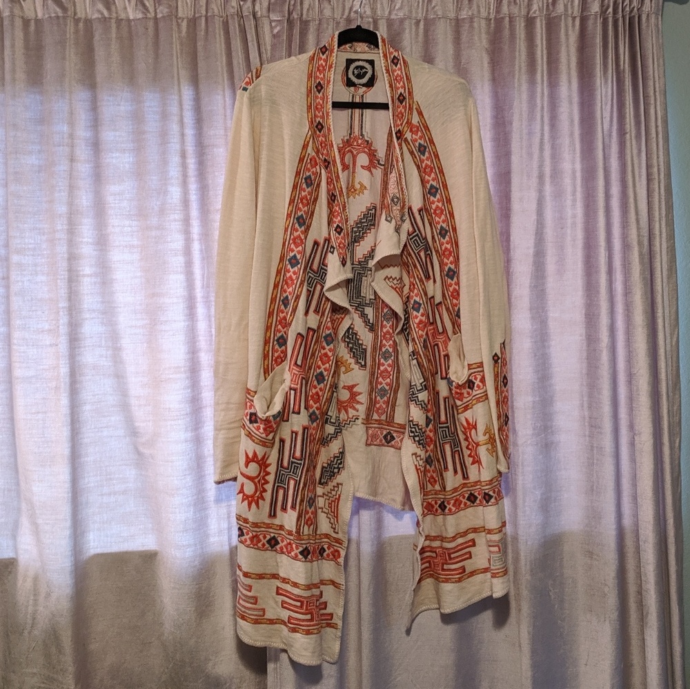 COPY - BIYA Embroidered Ivory Cardigan w/ Pockets